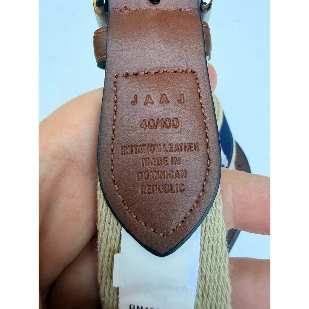 Crown & Ivy Men’s Belt Size 40 Navy Lighthouse Nautical Embroidered Leather NWT